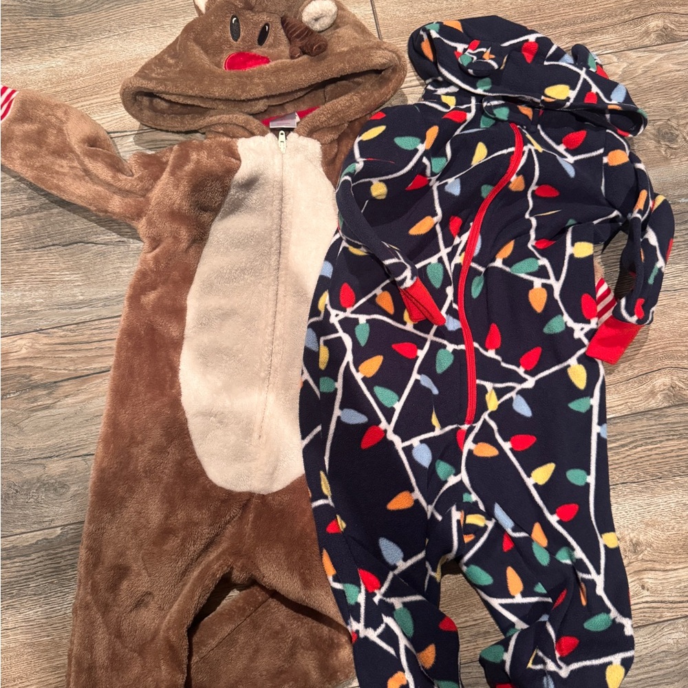 Brown Reindeer and Festive Lights Onesies